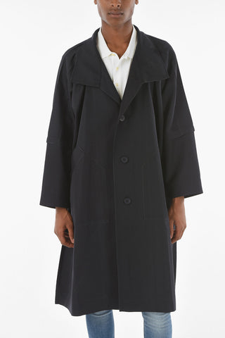 HOMME PLISSE' Solid Color Oversized Fit Trench