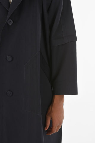 HOMME PLISSE' Solid Color Oversized Fit Trench