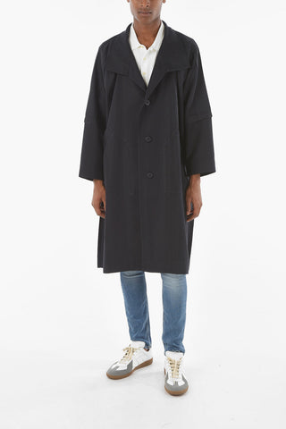HOMME PLISSE' Solid Color Oversized Fit Trench