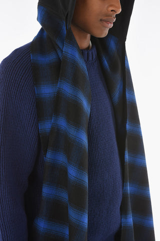 tartan motif scarf with hood
