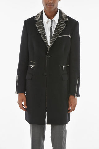 Studded Leather Lapel LONG STARS Coat