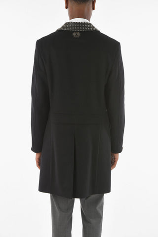 Studded Leather Lapel LONG STARS Coat