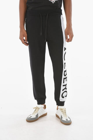 Joggers in Lana Vergine con Stampa a Contrasto