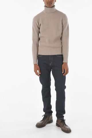 Merino Wool Blend Ribbed LOGAN Turtleneck Sweater