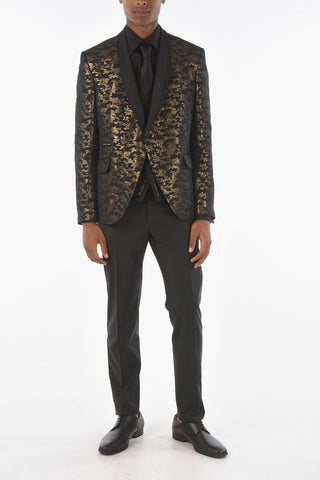 3-Piece CAMOUFLAGE Lurex Motif Suit