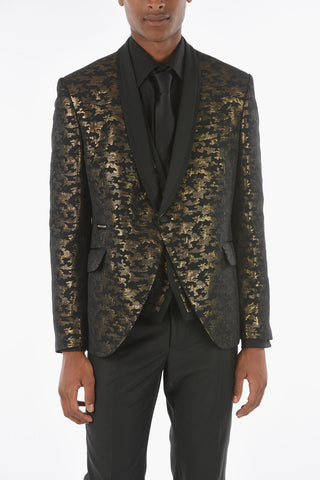 3-Piece CAMOUFLAGE Lurex Motif Suit