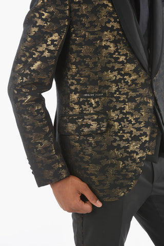 3-Piece CAMOUFLAGE Lurex Motif Suit