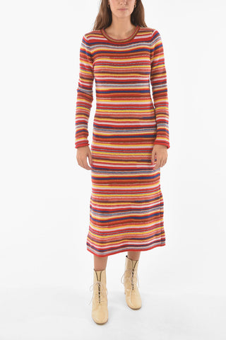 Striped Cashmere Blend Knitted Dress