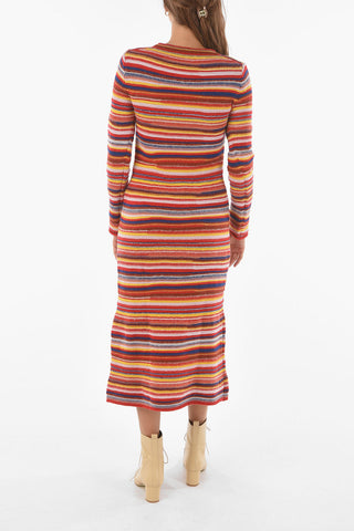 Striped Cashmere Blend Knitted Dress