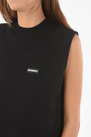 Vestito Smanicato in Jersey con Tasche