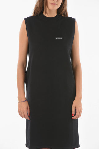 Vestito Smanicato in Jersey con Tasche