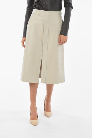 Coated Midi Skirt with Double Slit