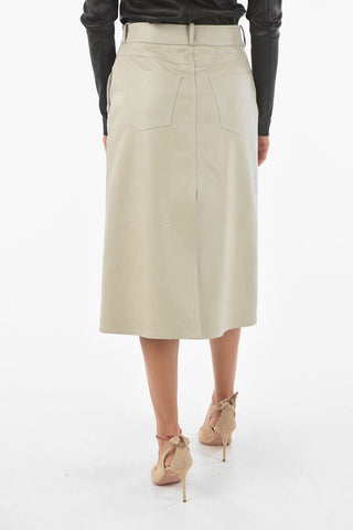 Coated Midi Skirt with Double Slit