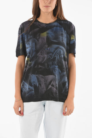 Crew Neck Raw Cut Detail Tie Dye T-Shirt