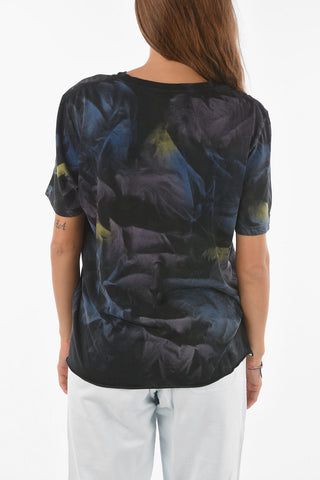 Crew Neck Raw Cut Detail Tie Dye T-Shirt