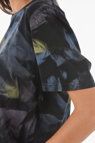 Crew Neck Raw Cut Detail Tie Dye T-Shirt