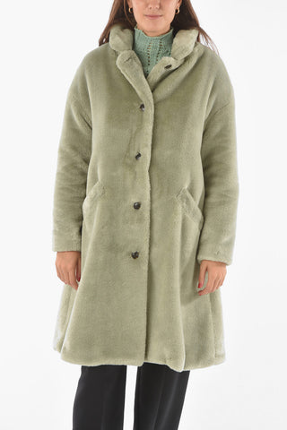 Cappotto In Pelliccia Ecologica Con Tasche Laterali