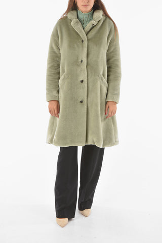 Cappotto In Pelliccia Ecologica Con Tasche Laterali