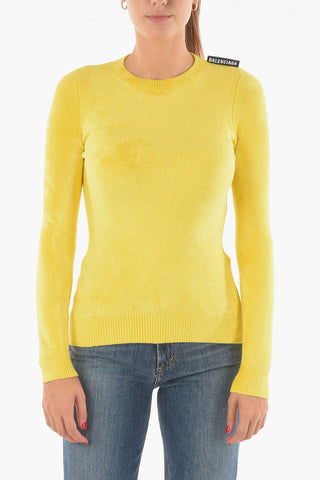 Plush Velour Crewneck Sweater with Logo