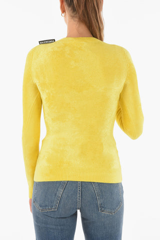 Plush Velour Crewneck Sweater with Logo