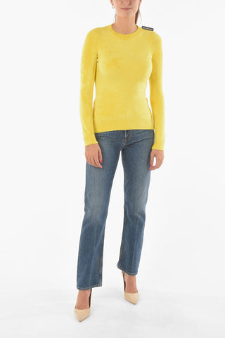 Plush Velour Crewneck Sweater with Logo