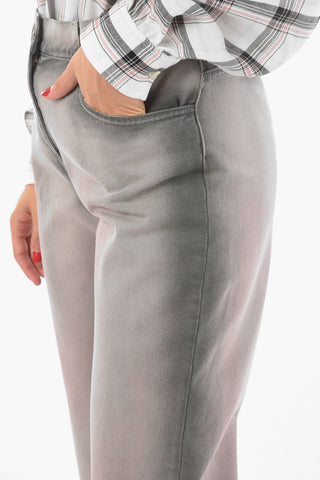 ATHLEISURE High-waisted Two-tone Denim Shorts