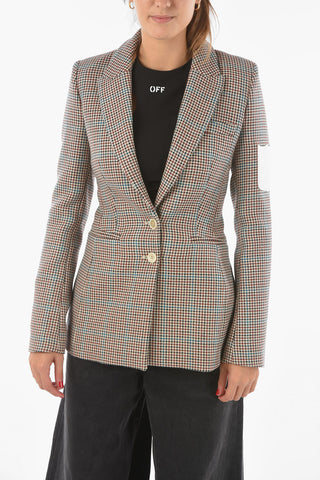 Houndstoothed WHITE SWANS Blazer with Patch Detail