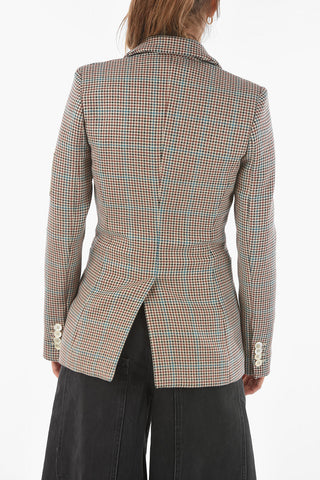 Houndstoothed WHITE SWANS Blazer with Patch Detail
