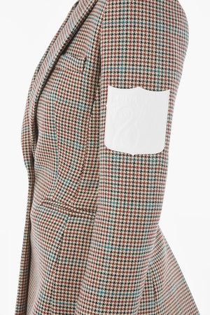 Houndstoothed WHITE SWANS Blazer with Patch Detail