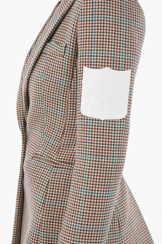 Houndstoothed WHITE SWANS Blazer with Patch Detail