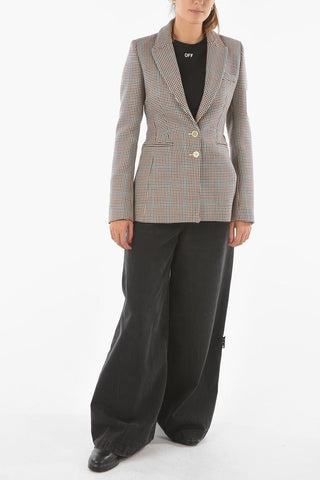 Houndstoothed WHITE SWANS Blazer with Patch Detail