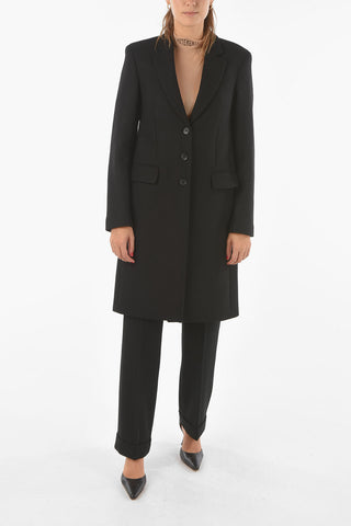 Wool Cashmere Blend Single Breasted Coat