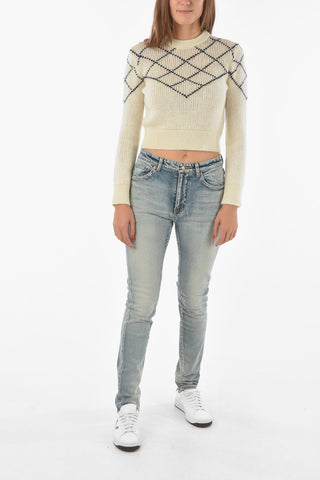 Crew Neck Alpaca Blend Crop Pullover