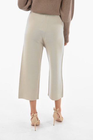 Pantaloni Cropped Fit in Maglia con Elastico in Vita