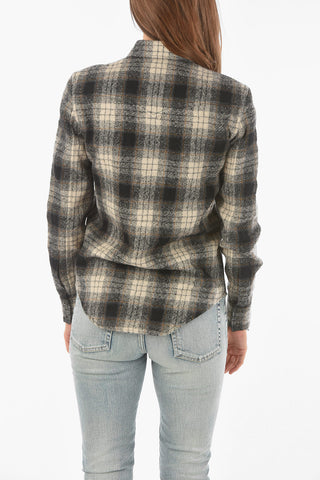 Camicia Sahariana District Check in Lana con Bottoni a Pressione