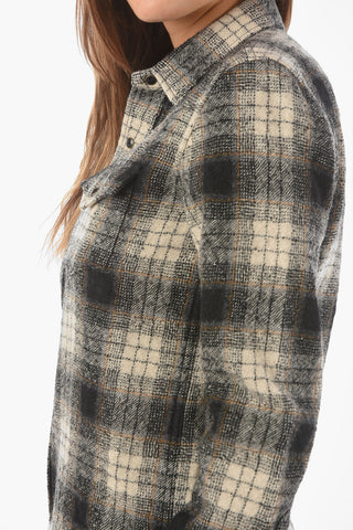 Camicia Sahariana District Check in Lana con Bottoni a Pressione