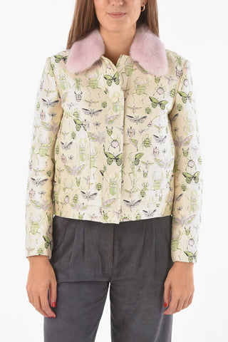 Brocade INSECTS Jacket with Removable Mink Fur Collar