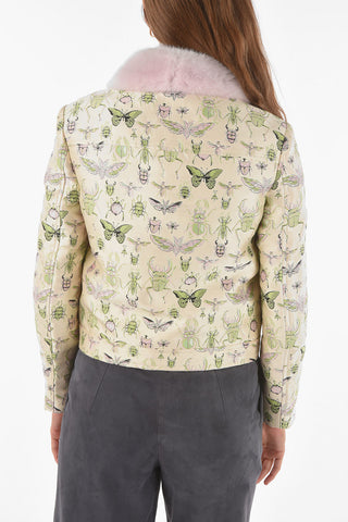 Brocade INSECTS Jacket with Removable Mink Fur Collar