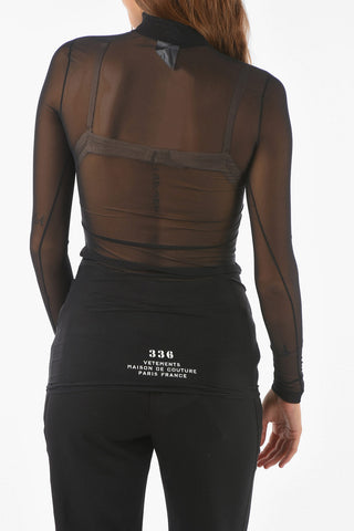 Sheer Turtle Neck Printed Top