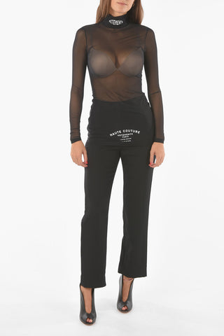 Sheer Turtle Neck Printed Top