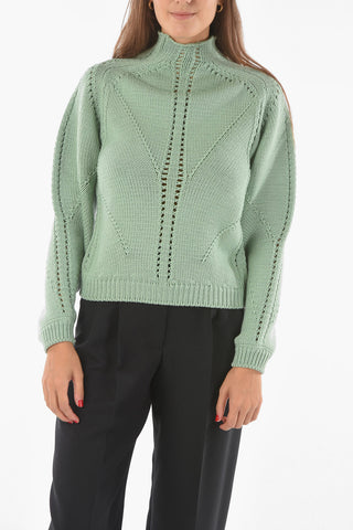 Turtleneck Virgin Wool Sweater with Puffed Sleeves