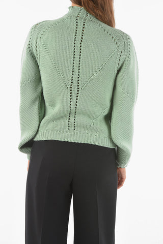 Turtleneck Virgin Wool Sweater with Puffed Sleeves