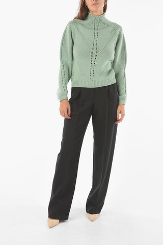 Turtleneck Virgin Wool Sweater with Puffed Sleeves