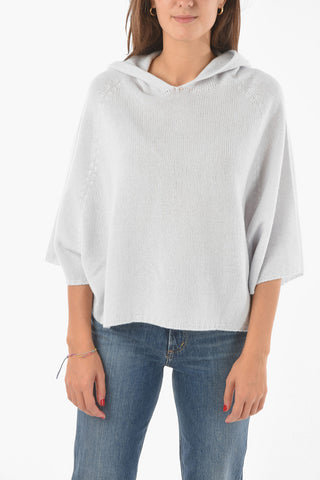 Batwing-Sleeved Hooded Cashmere Sweater