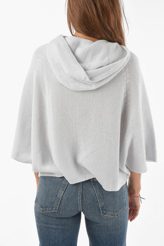 Batwing-Sleeved Hooded Cashmere Sweater