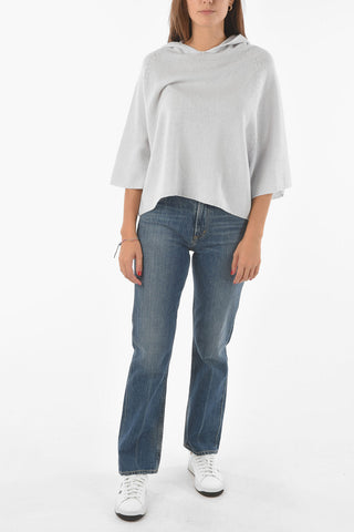 Batwing-Sleeved Hooded Cashmere Sweater