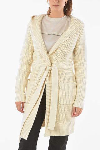 Cashmere Merino Wool Hooded Maxi Cardigan with Belt