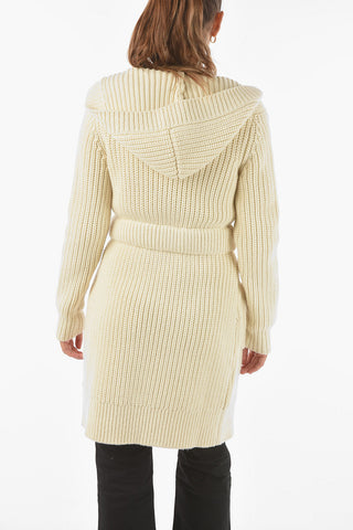 Cashmere Merino Wool Hooded Maxi Cardigan with Belt