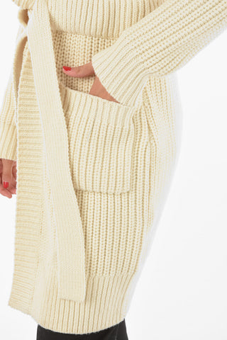 Cashmere Merino Wool Hooded Maxi Cardigan with Belt