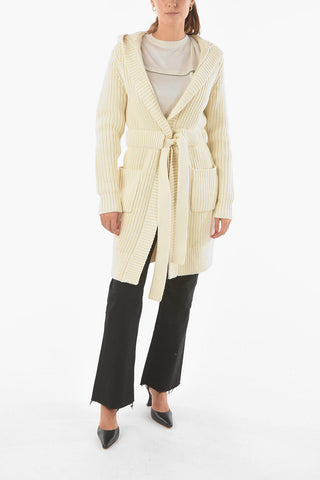Cashmere Merino Wool Hooded Maxi Cardigan with Belt
